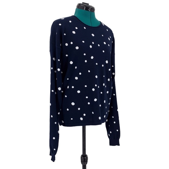 Bench NWT Navy with White Polka Dots Long Sleeve Crew Neck Cotton Sweater, 16 - Picture 11 of 16